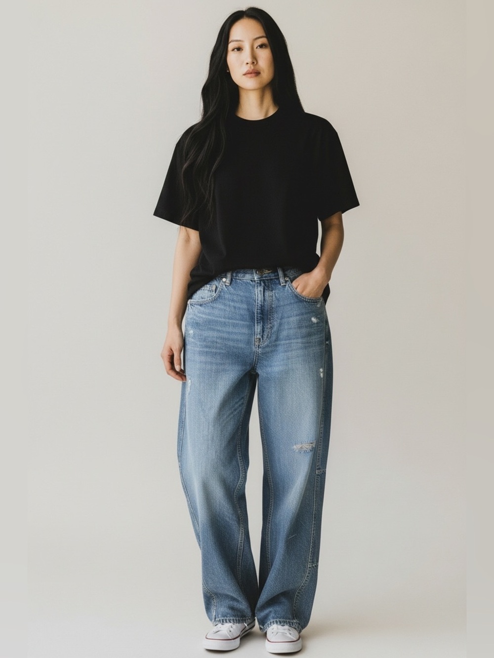 Zara Women’s High Rise Baggy Barrel Leg Blue Jeans Size 30 NWT